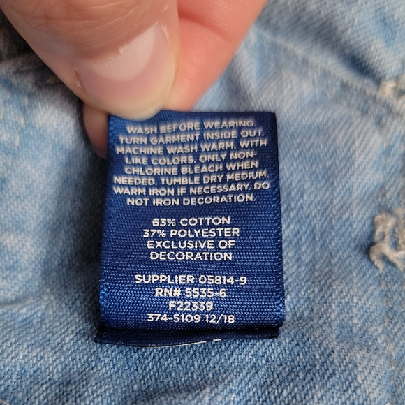 Size 14 Kids Arizona Jean Light Blue Denim Shorts Overalls - Picture 11 of 11